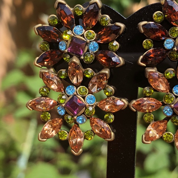 Heidi Daus “Whimsical Floral” EARLY Vintage flower clip earrings in Original box - Picture 7 of 12